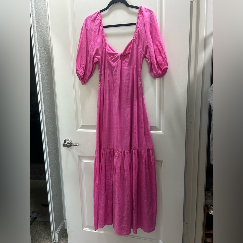 Billabong Hot Pink Puff Sleeve Maxi Dress